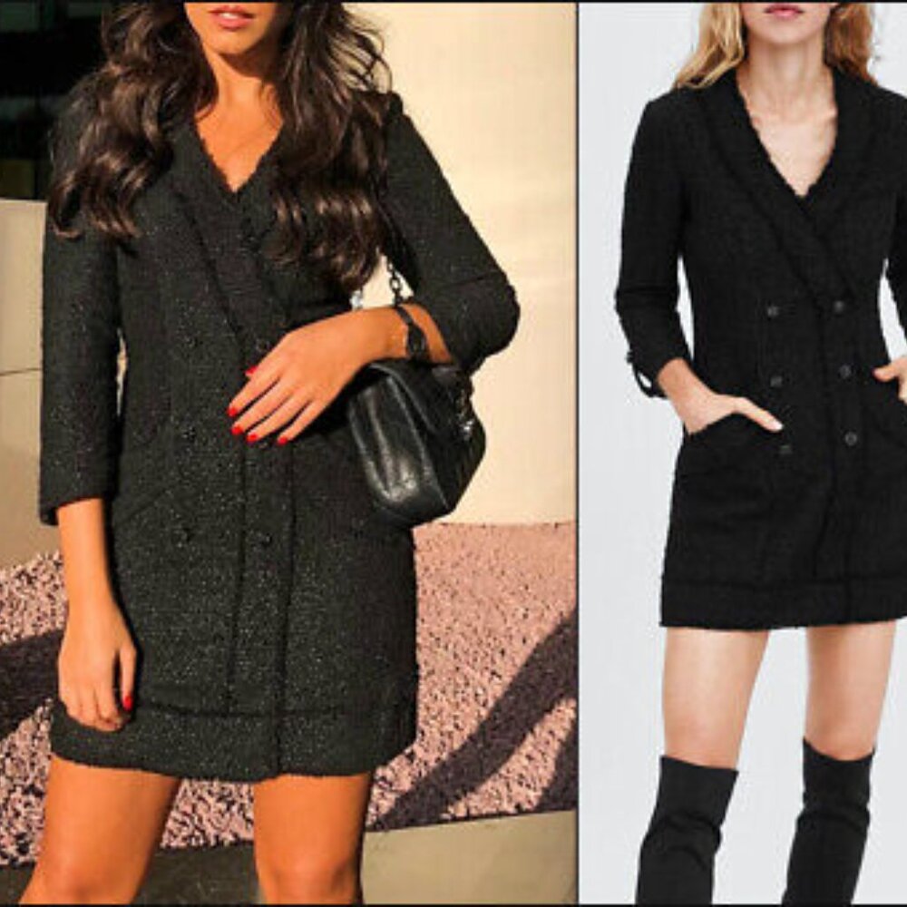 Zara Black Tweed Blazer Dress